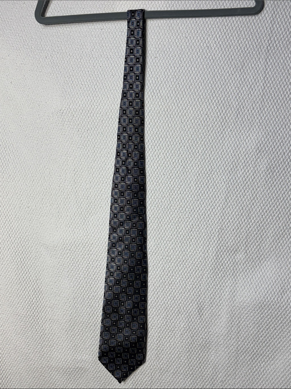 ENRO Classic Men's Geometric Pattern Tie in Navy and Gray